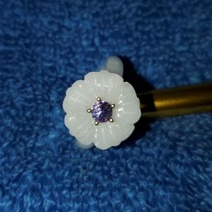 White Jade & Tanzanite Ring 14k